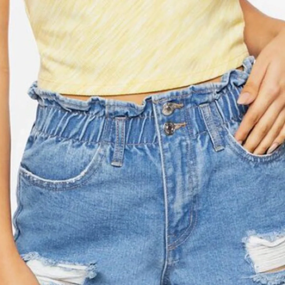 Distressed High-Rise Denim Shorts - Picture 5 of 7